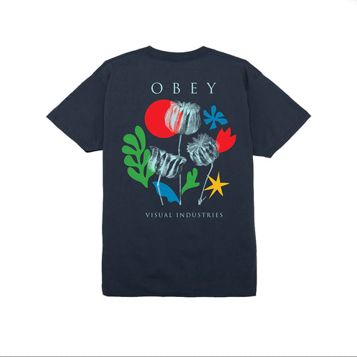 Obey Flowers Papers Scissors T-Shirt - Navy | Underground Skate Shop 