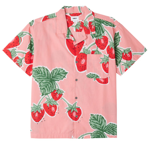 Obey Jumbo Berries Button Up Woven Shirt - Pink | Underground Skate Shop