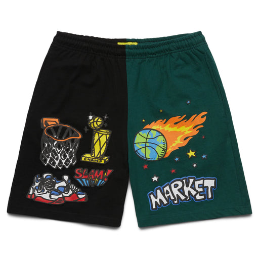 Chinatown Market Memorabilia Sweat Shorts - Black/Green | Underground Skate Shop