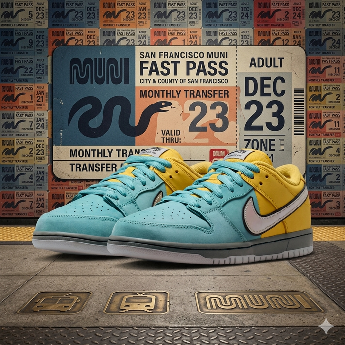 Nike SB Dunk Low "Muni Pass" - Yellow/Turq