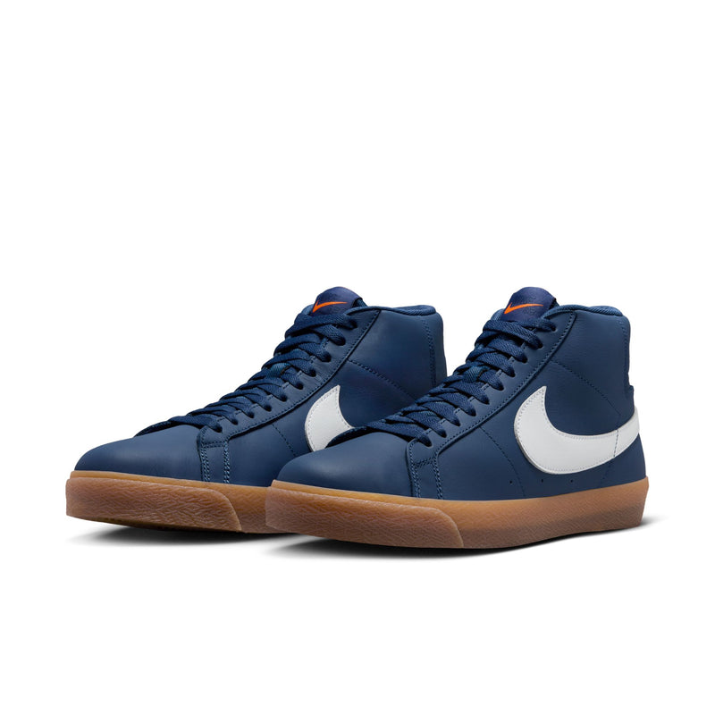 Nike SB Blazer Mid Orange Label ISO - Navy Leather/Gum FJ1680-400 | Underground Skate Shop