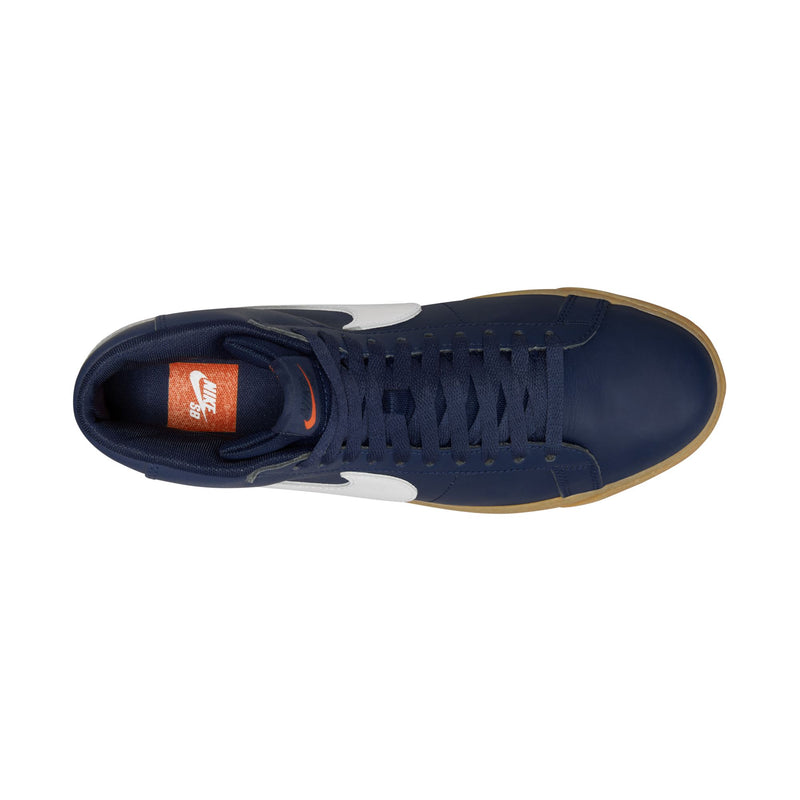 Nike SB Blazer Mid Orange Label ISO - Navy Leather/Gum FJ1680-400 | Underground Skate Shop