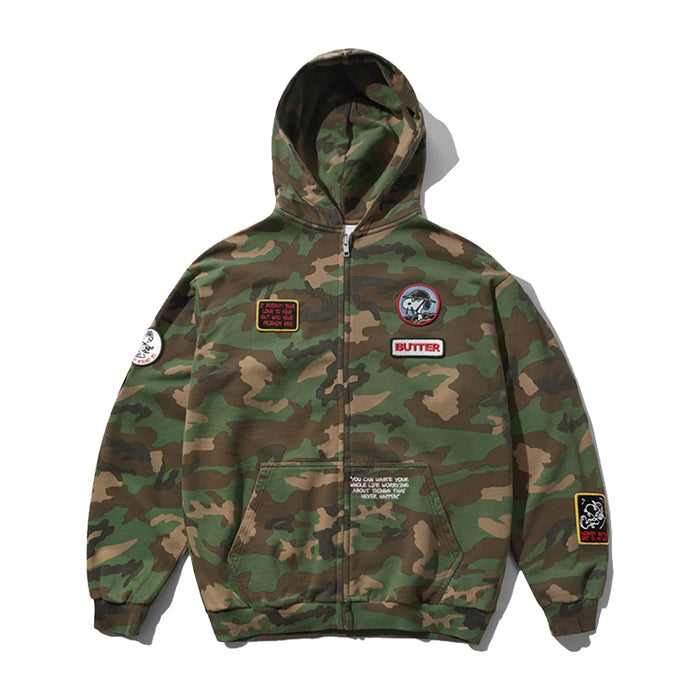 Butter Goods Patches Zip-Up Hoodie - Camo Front