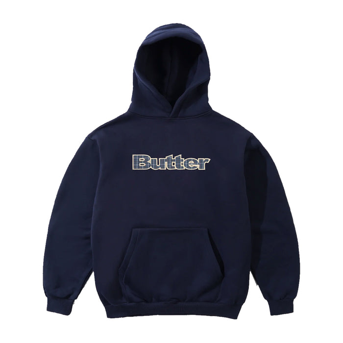 Butter Goods Plaid Logo Applique Hoodie - Navy