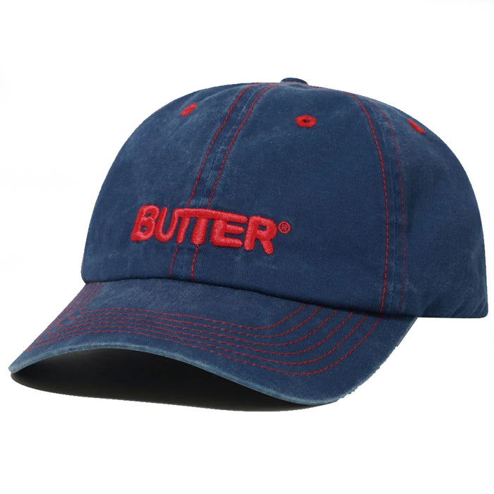Butter Goods Rounded Logo 6 Panel Cap - Navy Front