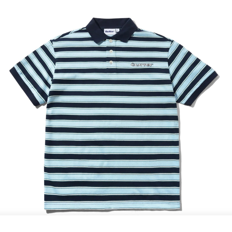 Butter Goods Witness Stripe Polo - Navy/Blue