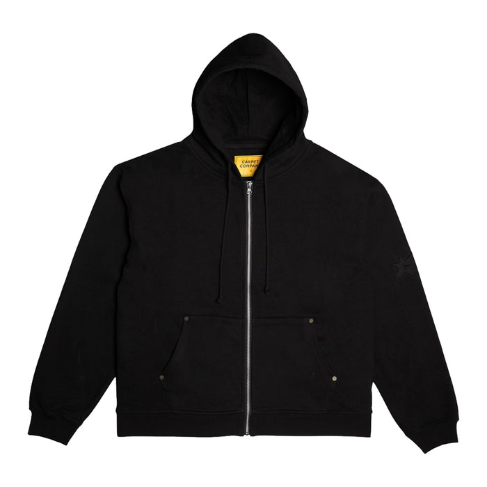 Carpet Company C Star Embossed Zip Up Hoodie - Black