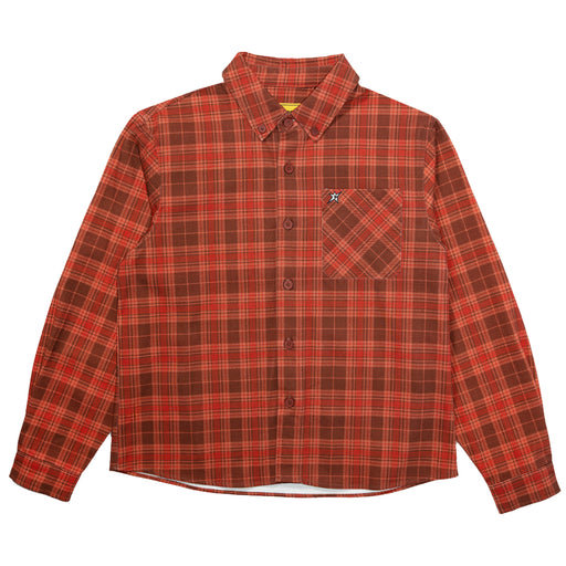 Carpet Company Plaid Denim Button Up - Brown Front
