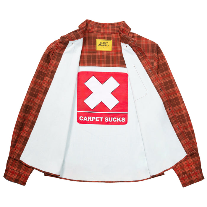 Carpet Company Plaid Denim Button Up - Brown Open