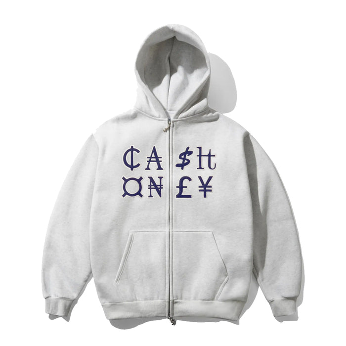 Cash Only Currency Zip-Up Hoodie - Ash
