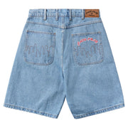 Cash Only Logo Denim Short - Washed Indigo Back