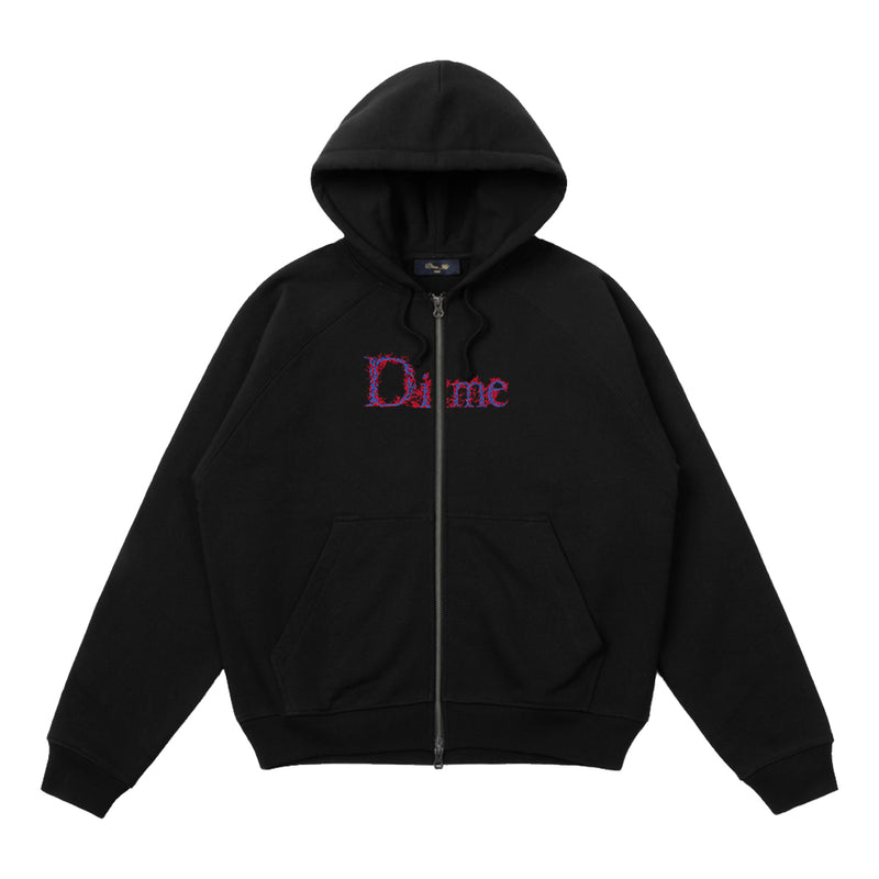 Dime Classic Veins Zip Hoodie - Black Front