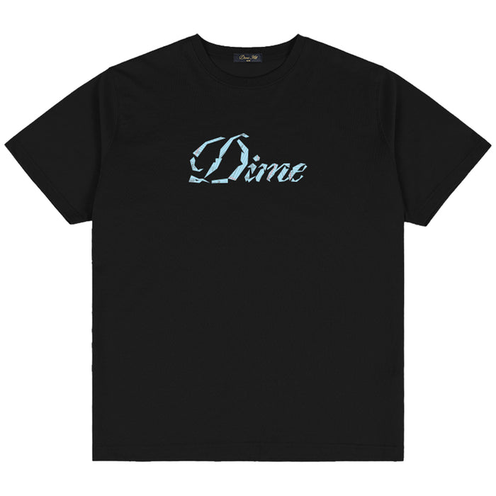 Dime Cursive Paper Cut T-Shirt - Black Front