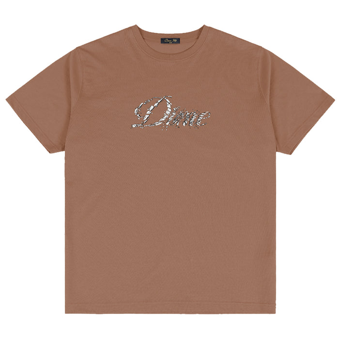 Dime Cursive Smashed T-Shirt - Brown