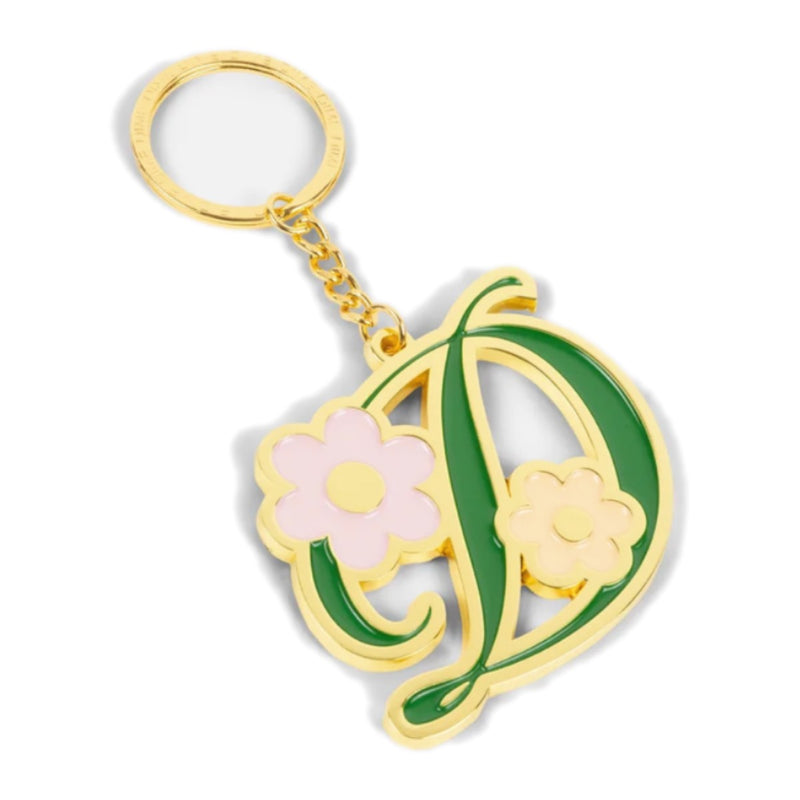 Dime Oversized Floral Keychain - Gold