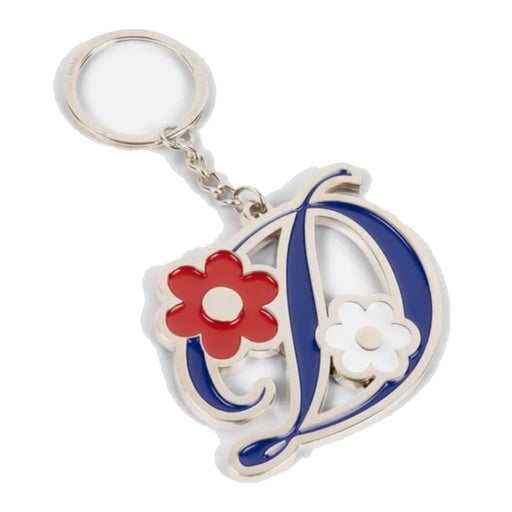 Dime Oversized Floral Keychain - Silver