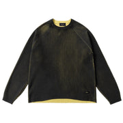 Dime Printed Rib Knit Sweater - Black/Yellow Front