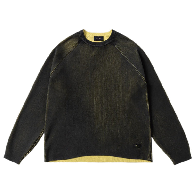 Dime Printed Rib Knit Sweater - Black/Yellow Front