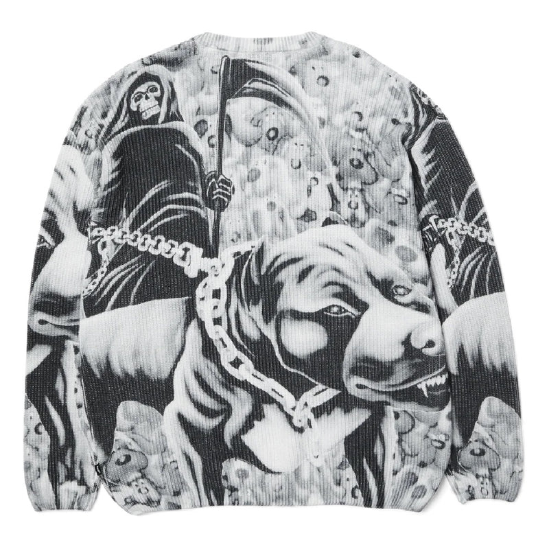 HUF Beware Ribbed Crewneck Sweater - Black Back