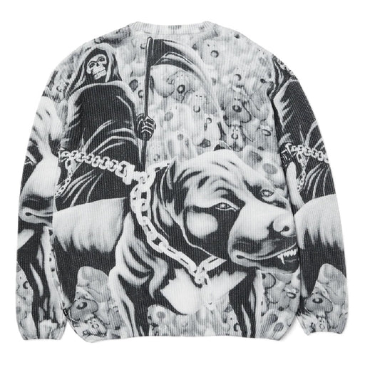HUF Beware Ribbed Crewneck Sweater - Black Back