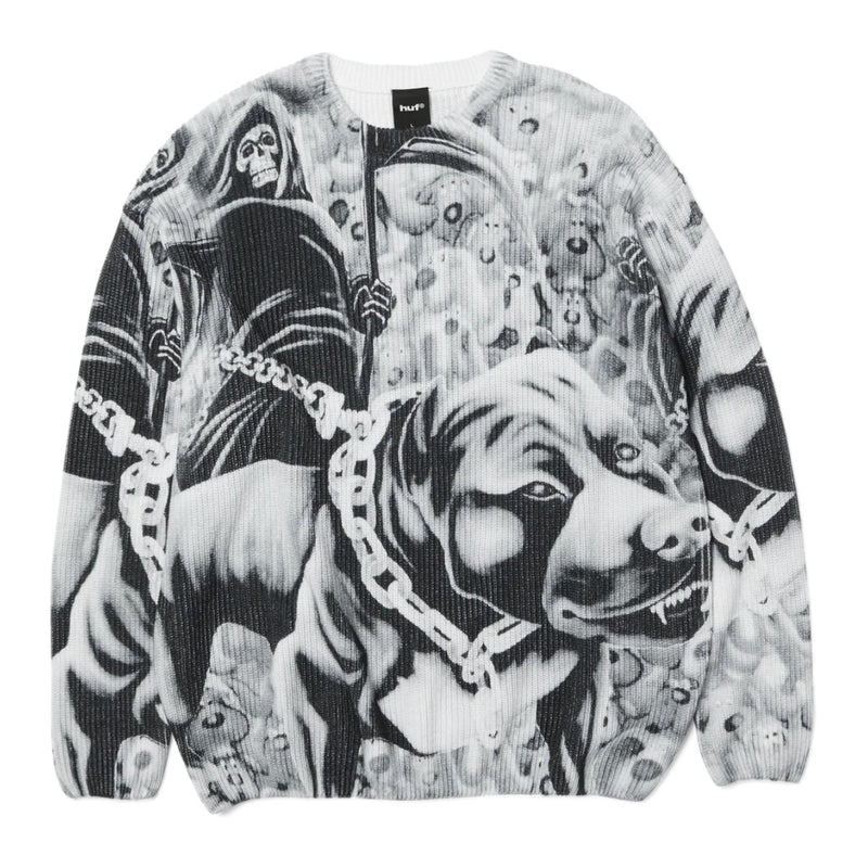 HUF Beware Ribbed Crewneck Sweater - Black Front