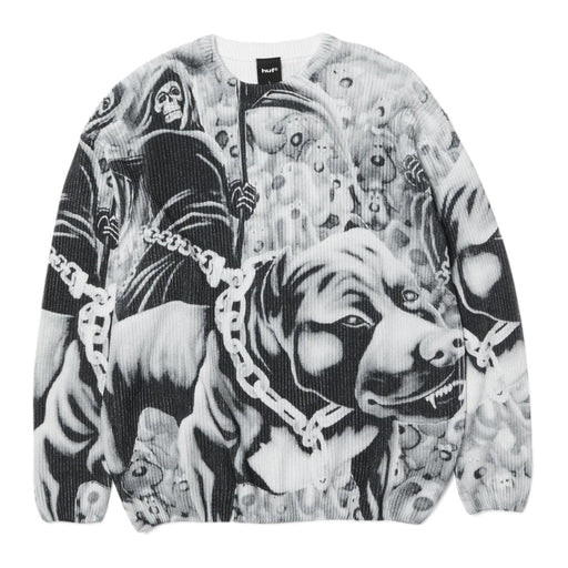 HUF Beware Ribbed Crewneck Sweater - Black Front