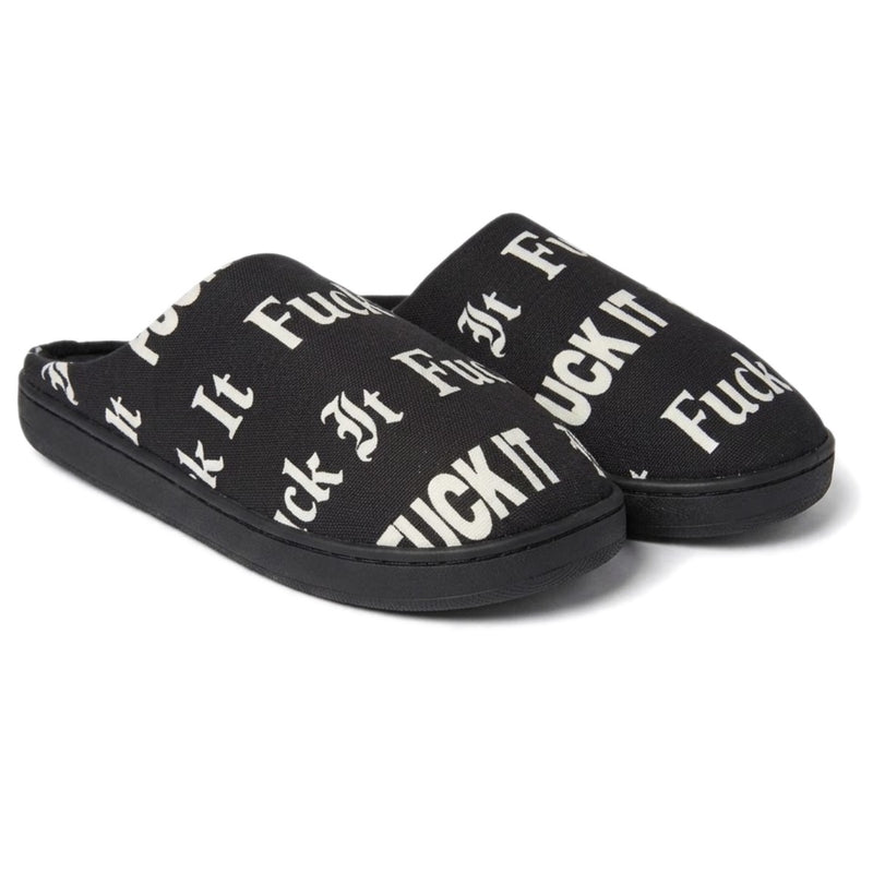 HUF Fuck It Polar Fleece Slipper - Black Lifestyle