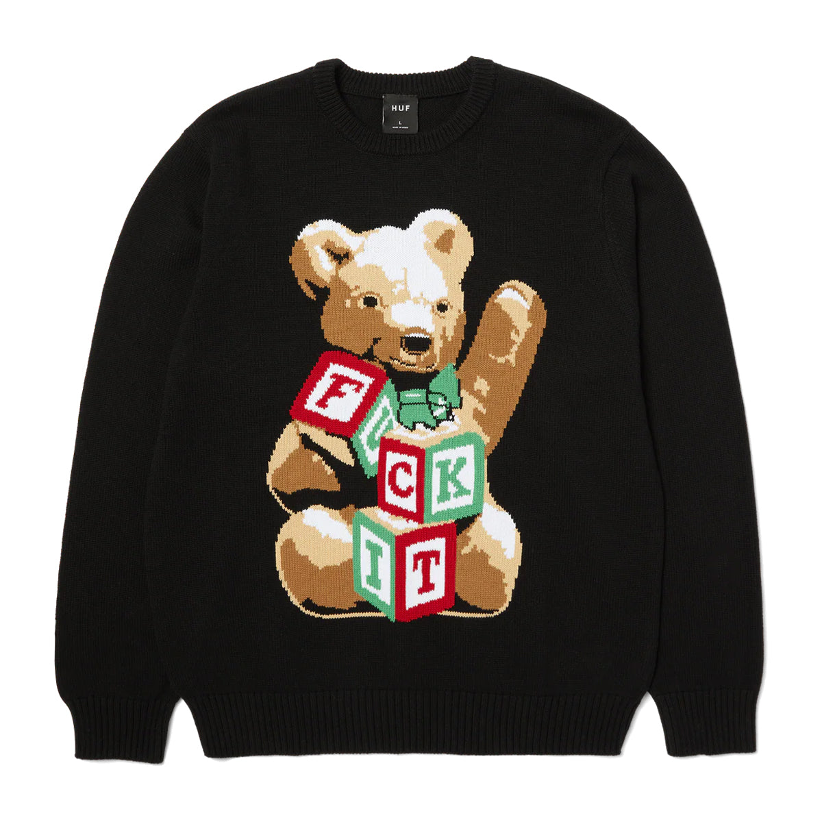 HUF Gift Bear Intarsia Sweater - Black Front