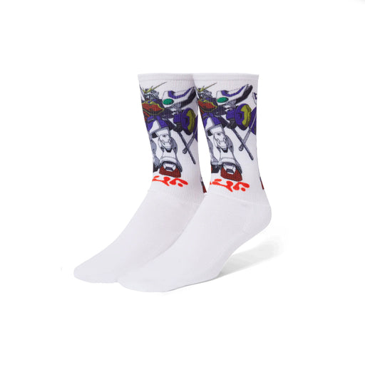 HUF x Gundam Shenlong Crew Socks - White | Underground Skate Shop 