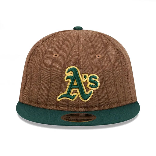 New Era Oakland A's Wool Pinstripe 9Fifty Strap Back - Brown/Green Front