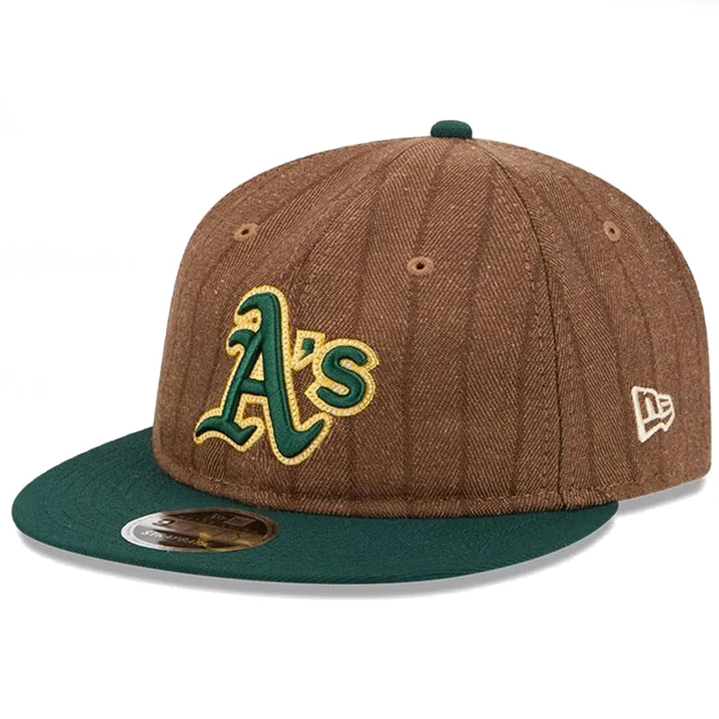 New Era Oakland A's Wool Pinstripe 9Fifty Strap Back - Brown/Green Lifestyle