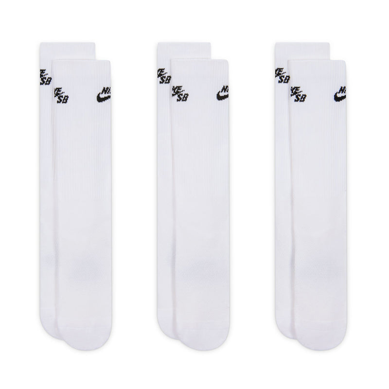 Nike SB Everyday Elevated 3-Pack Socks - White | Underground Skateshop