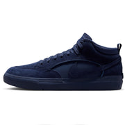 Nike SB React Leo - Navy/Navy A dark navy blue Nike high-top sneaker shown in a side profile on a clean white background.