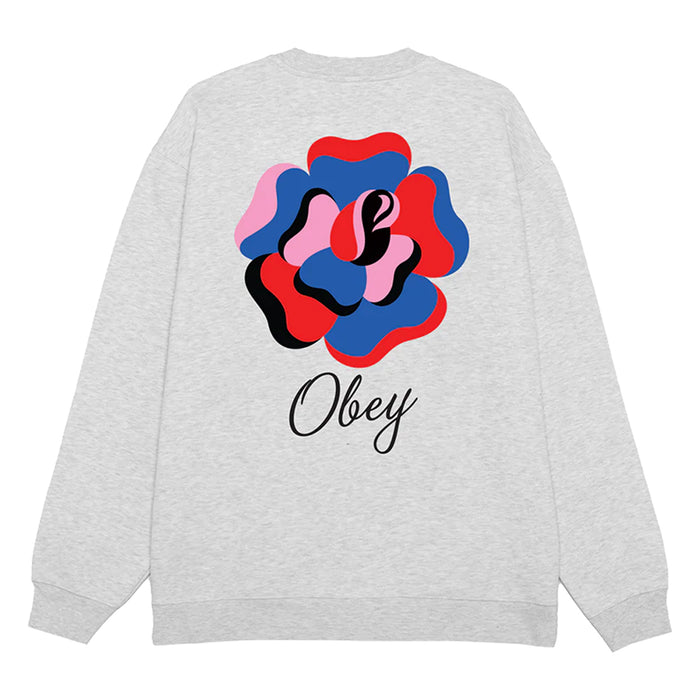 Obey Paper Rose Crewneck - Heather Back