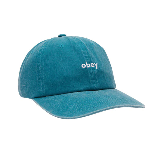 Obey Pigment Lowercase 6 Panel - Teal | Underground Skate Shop