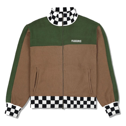 Pleasures Automation Knitted Track Jacket - Brown Front