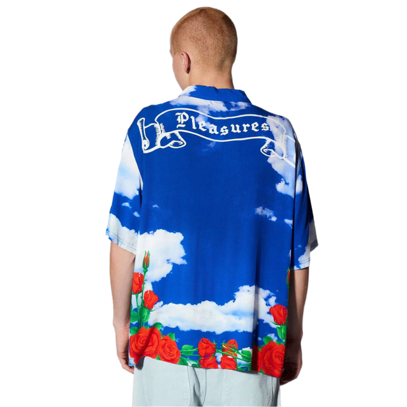 Pleasures White Horse Button Up - Blue | Underground Skate Shop