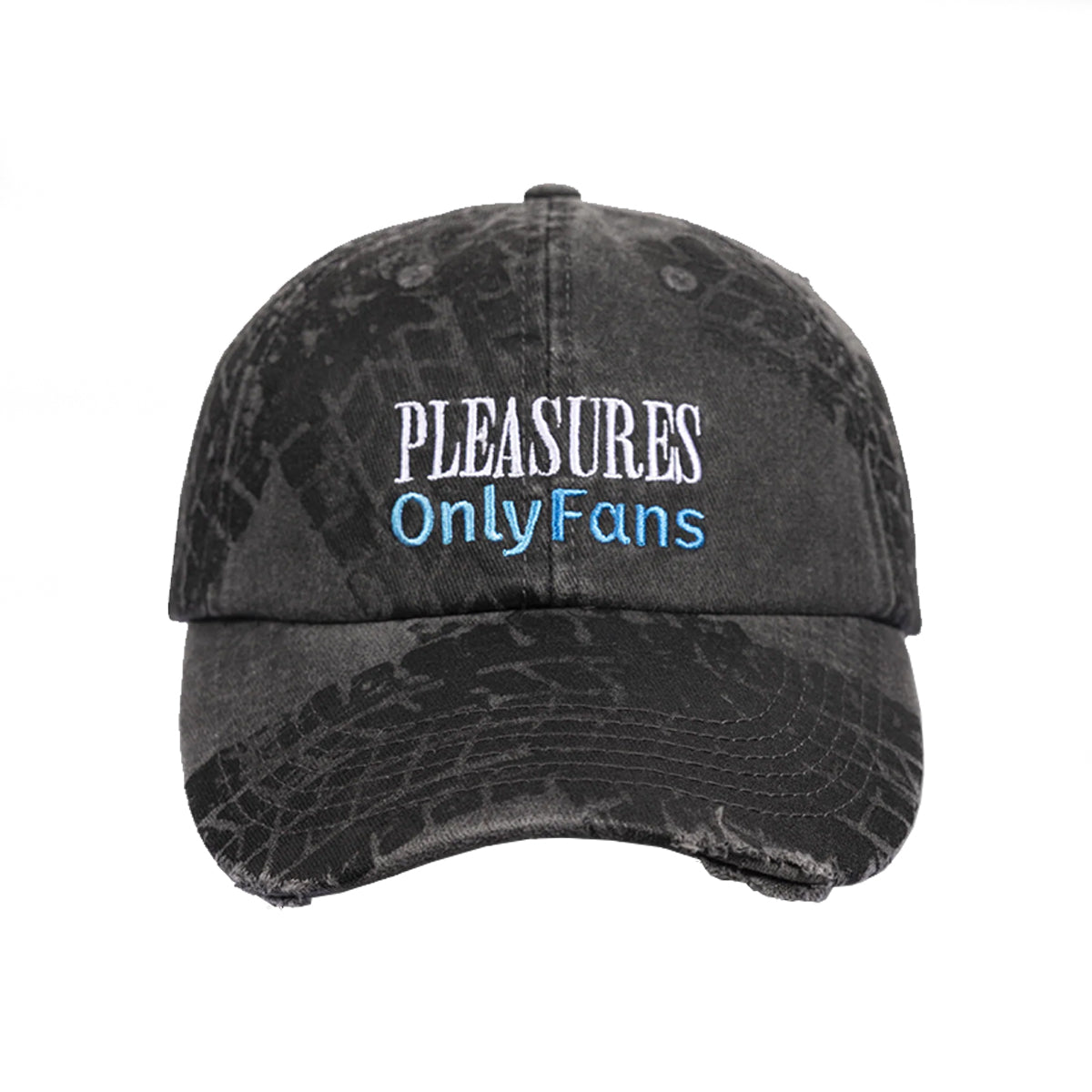 Pleasures X Only Fans Lockup 6 Panel - Washed Black Front