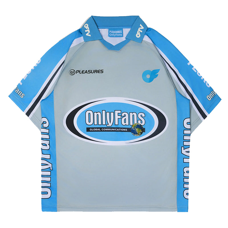 Pleasures X Only Fans OFTV Jersey - Blue Front
