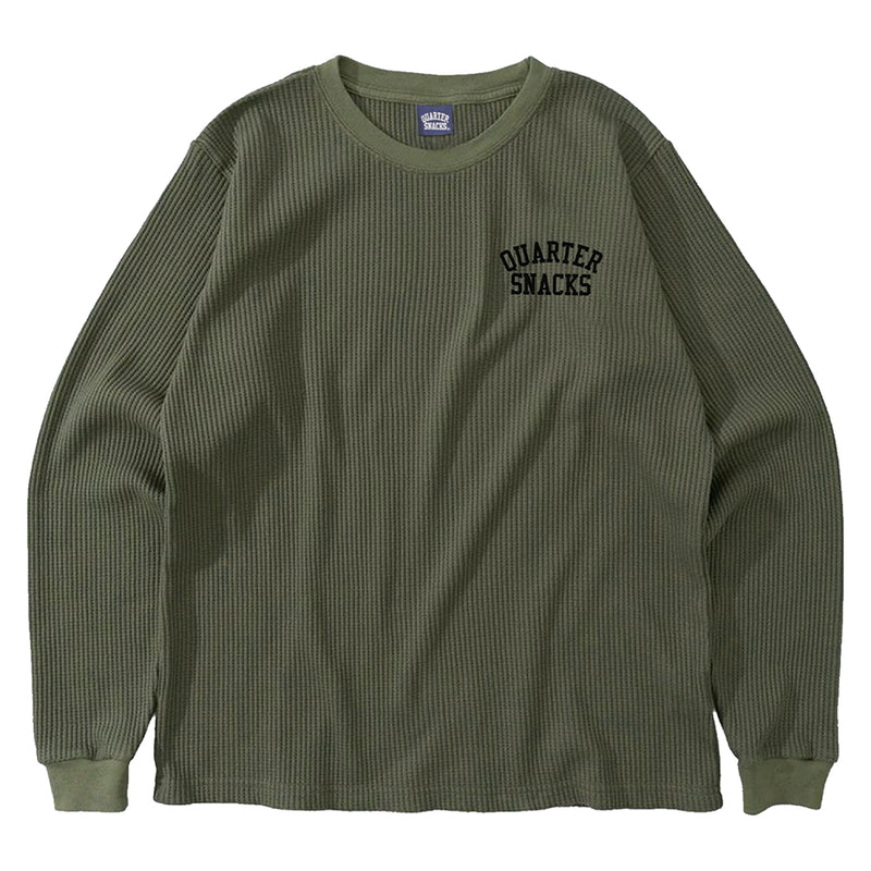 Quarter Snacks Printed Thermal Long Sleeve - Olive Front