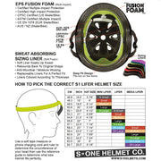 S1 Life Helmet - Size Chart