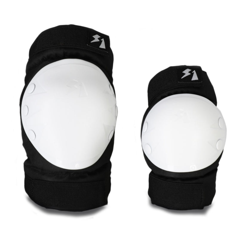 S1 Shred Skateboard Pad Set - Black Knee Front View