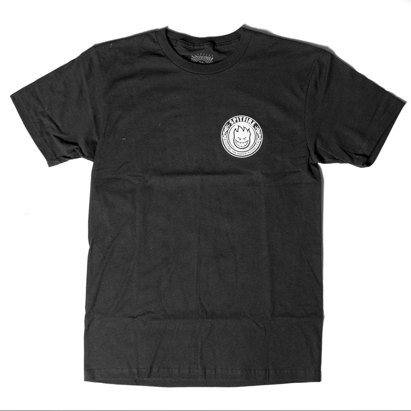 Spitfire X Underground KTUL T-Shirt - Black A black short-sleeve crewneck t-shirt with a white circular graphic