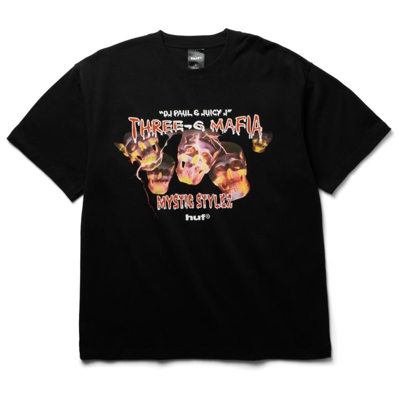 Three 6 Mafia x HUF Mystic Styles T-Shirt - Black Front