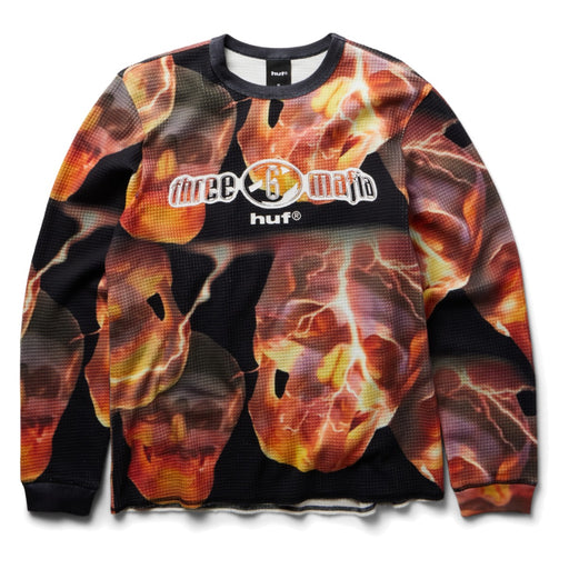 Three 6 Mafia x HUF Torched Thermal Long Sleeve - Multicolored Front
