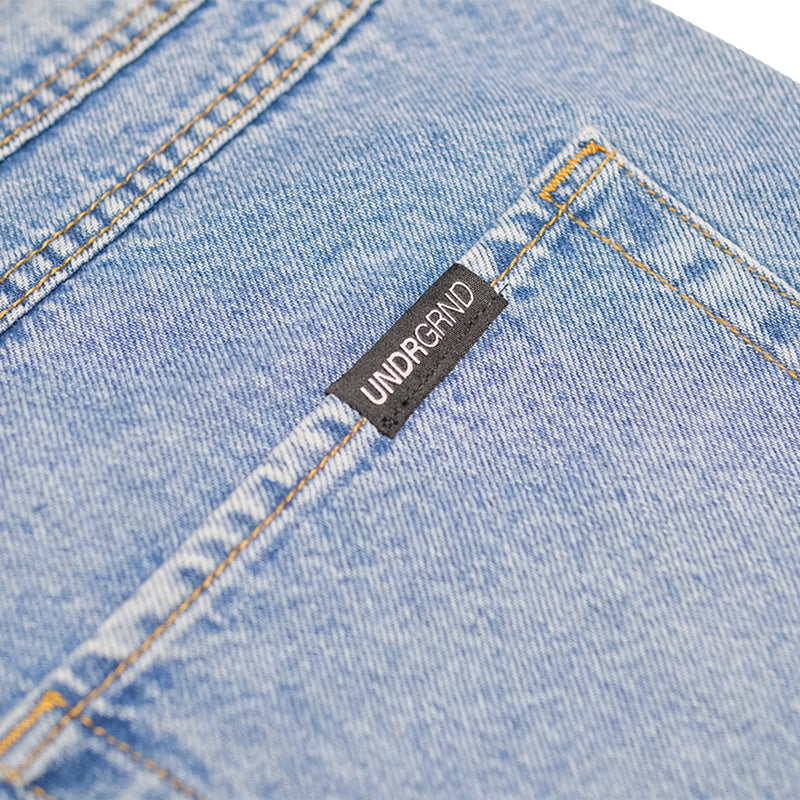 Underground Logo Drawstring Jorts  - Washed Blue Back Detail
