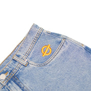 Underground Logo Drawstring Jorts  - Washed Blue Front Detail