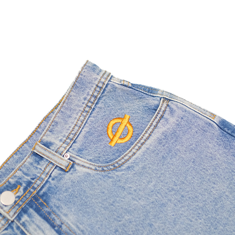 Underground Logo Drawstring Jorts  - Washed Blue Front Detail
