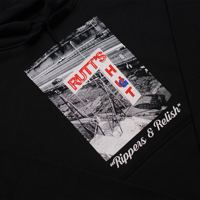 Underground x Rutts Hut "Rippers & Relish" Hoodie Detail