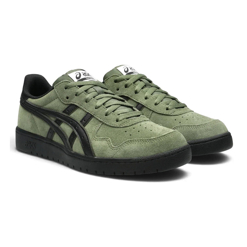 ASICS Japan Pro skate shoes in Moss/Black, front three-quarter view of the pair.